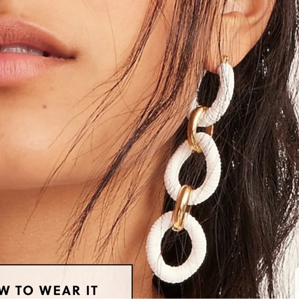 J.Crew Cotton raffia-wrapped chain earrings - Picture 5 of 13